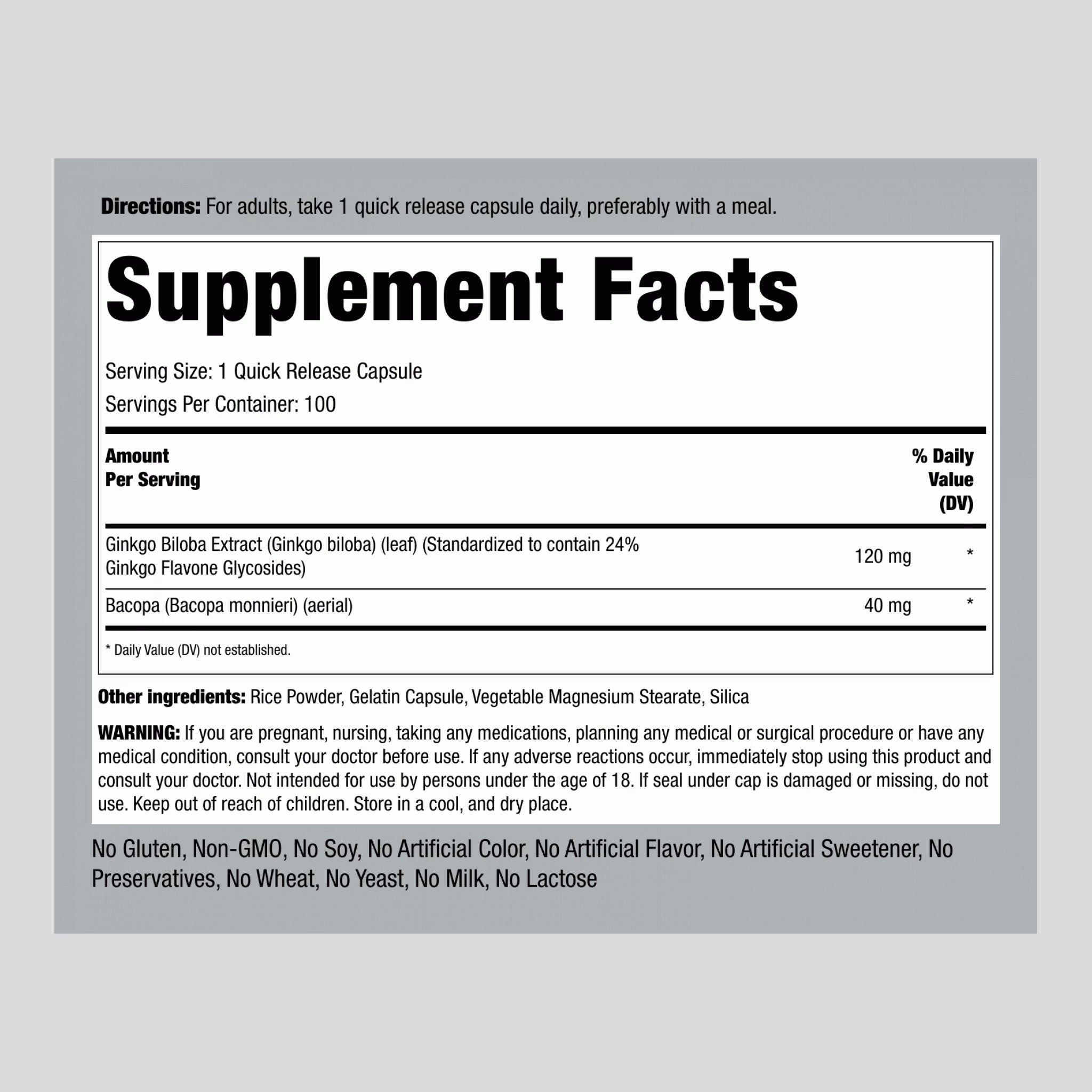 Ginkgo Biloba 120 mg 200 Capsules