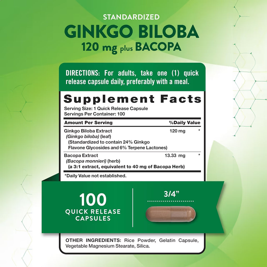 Ginkgo Biloba 120 mg 100 Capsules