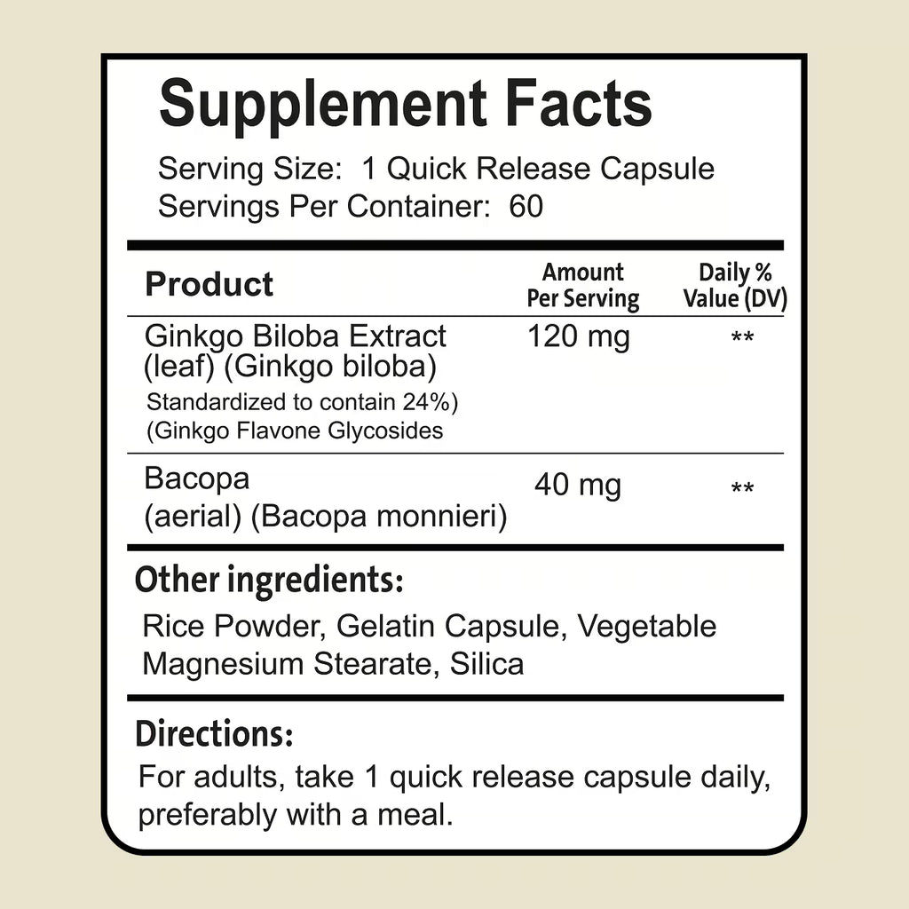 Ginkgo Biloba 120 mg 60 Capsules