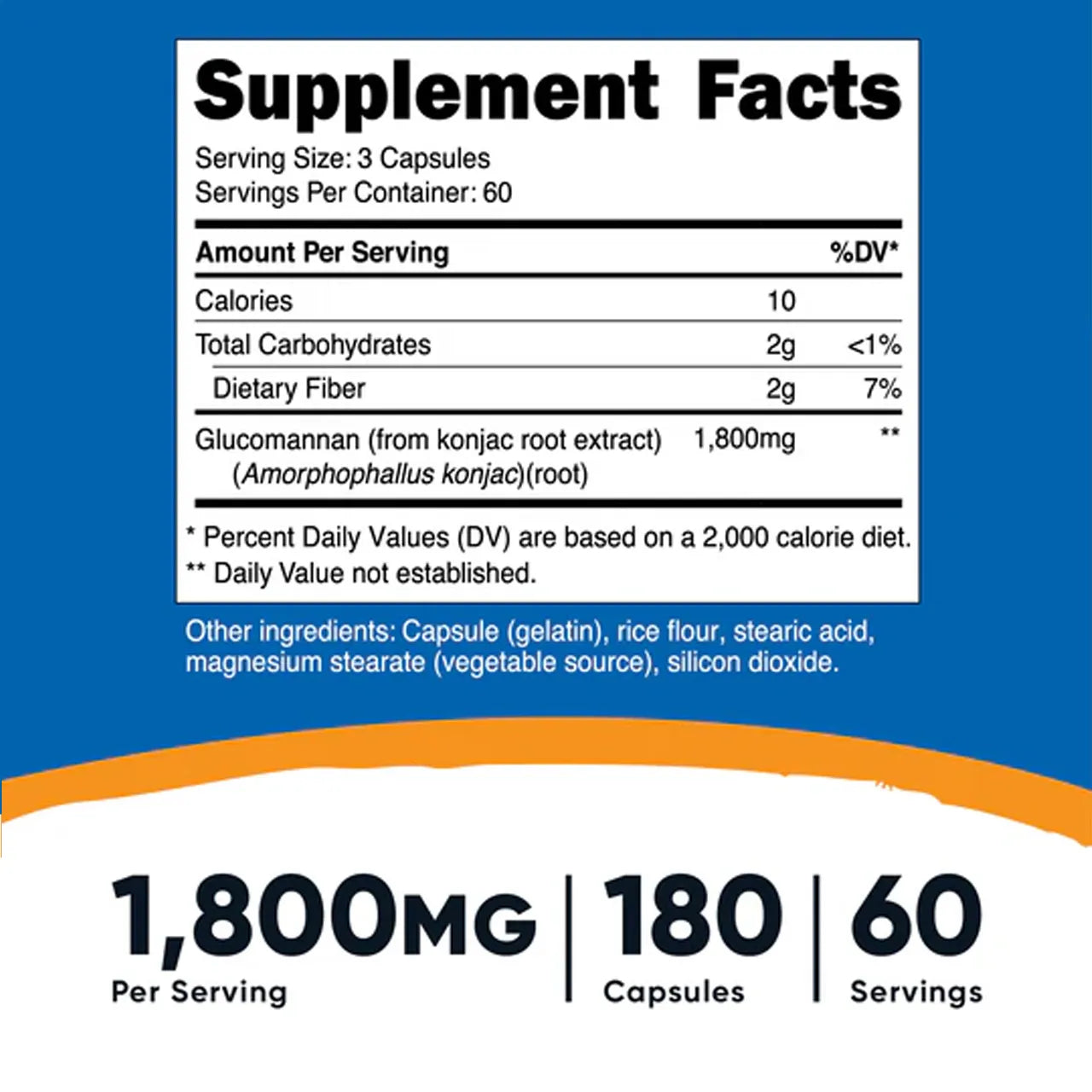 Glucomannan 1800 mg 180 Capsules