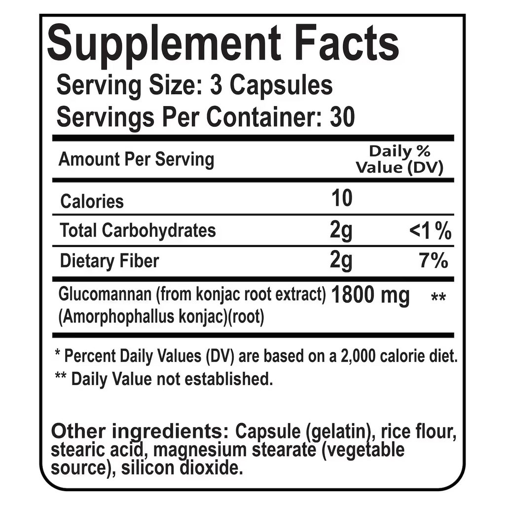 Glucomannan 1800 mg 90 Capsules