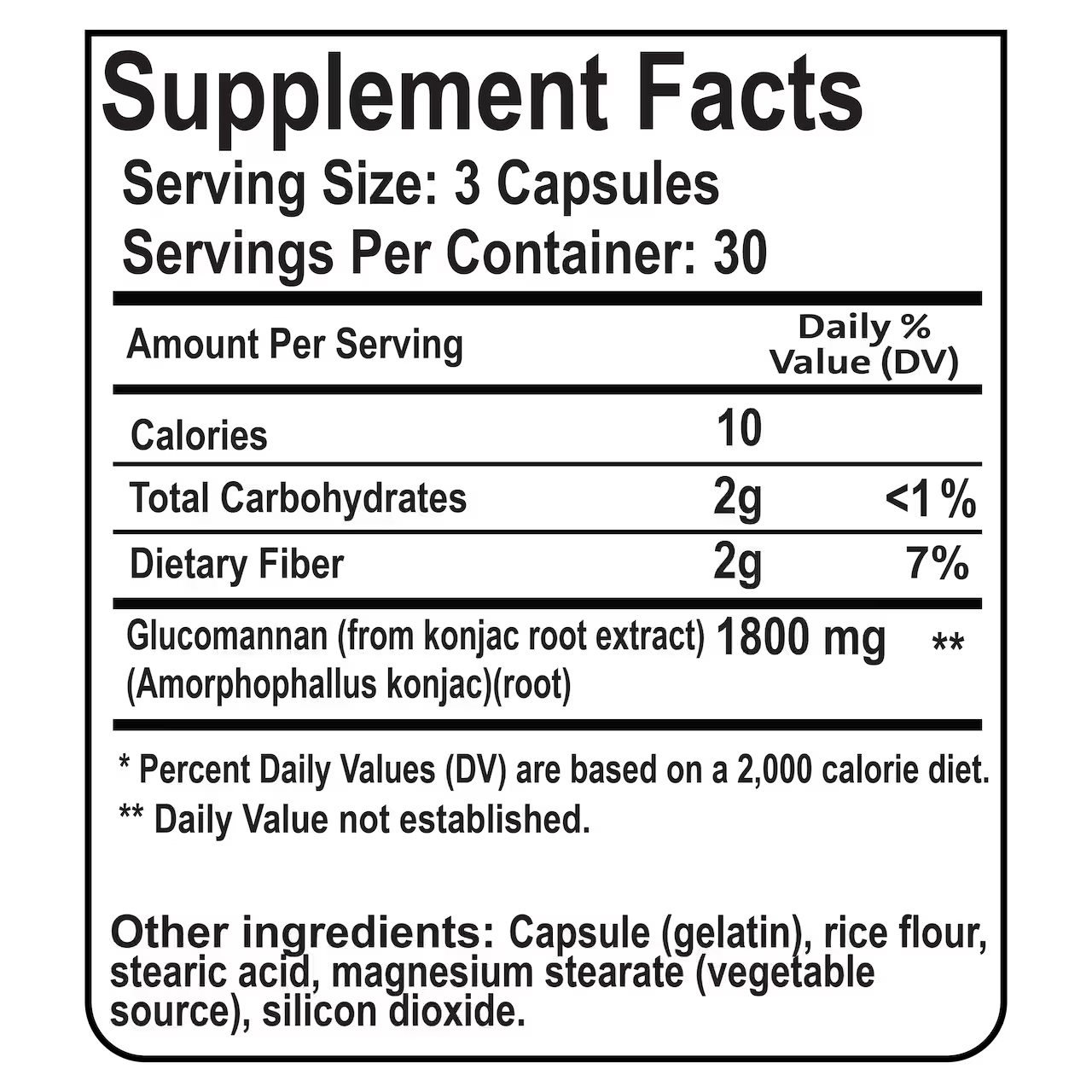 Glucomannan 1800 mg 90 Capsules