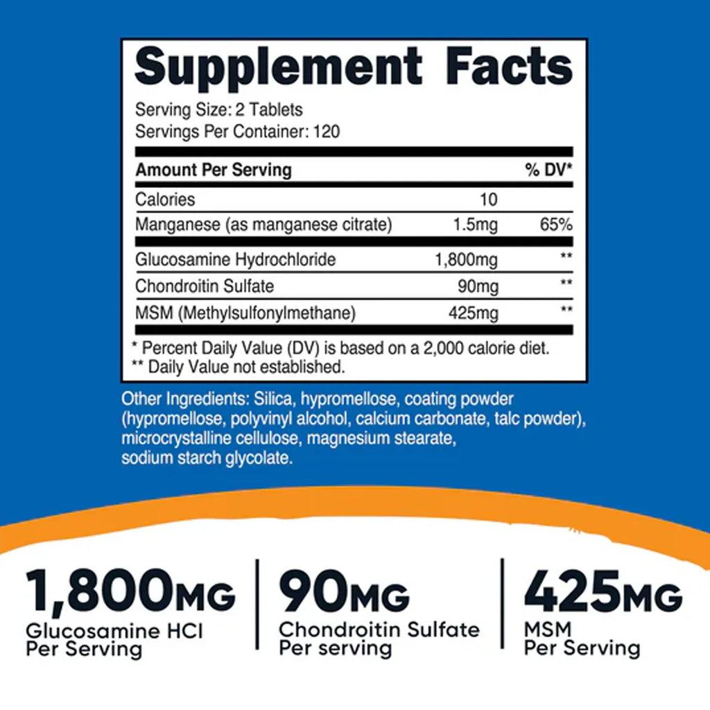 Glucosamine + Chondroitin + MSM 1800 mg+ 90mg+425 mg 240 Tablets