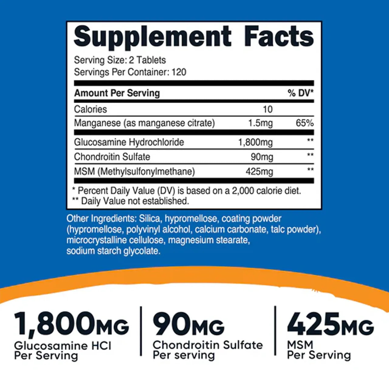 Glucosamine + Chondroitin + MSM 1800 mg+ 90mg+425 mg 240 Tablets