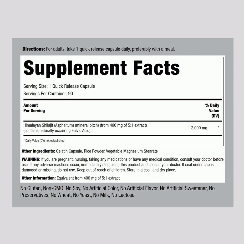 Himalayan Shilajit 2000 mg 90 Capsules