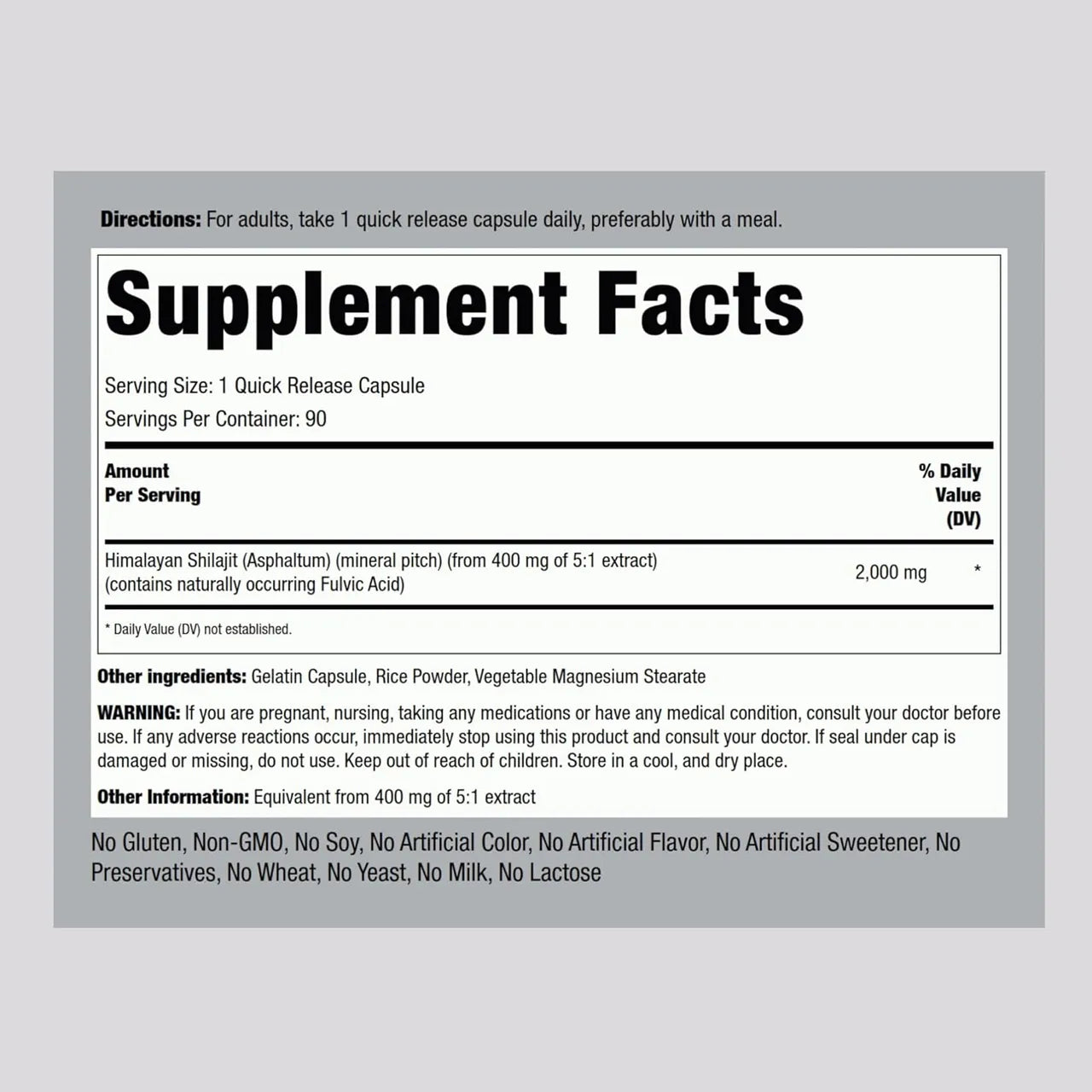 Himalayan Shilajit 2000 mg 90 Capsules