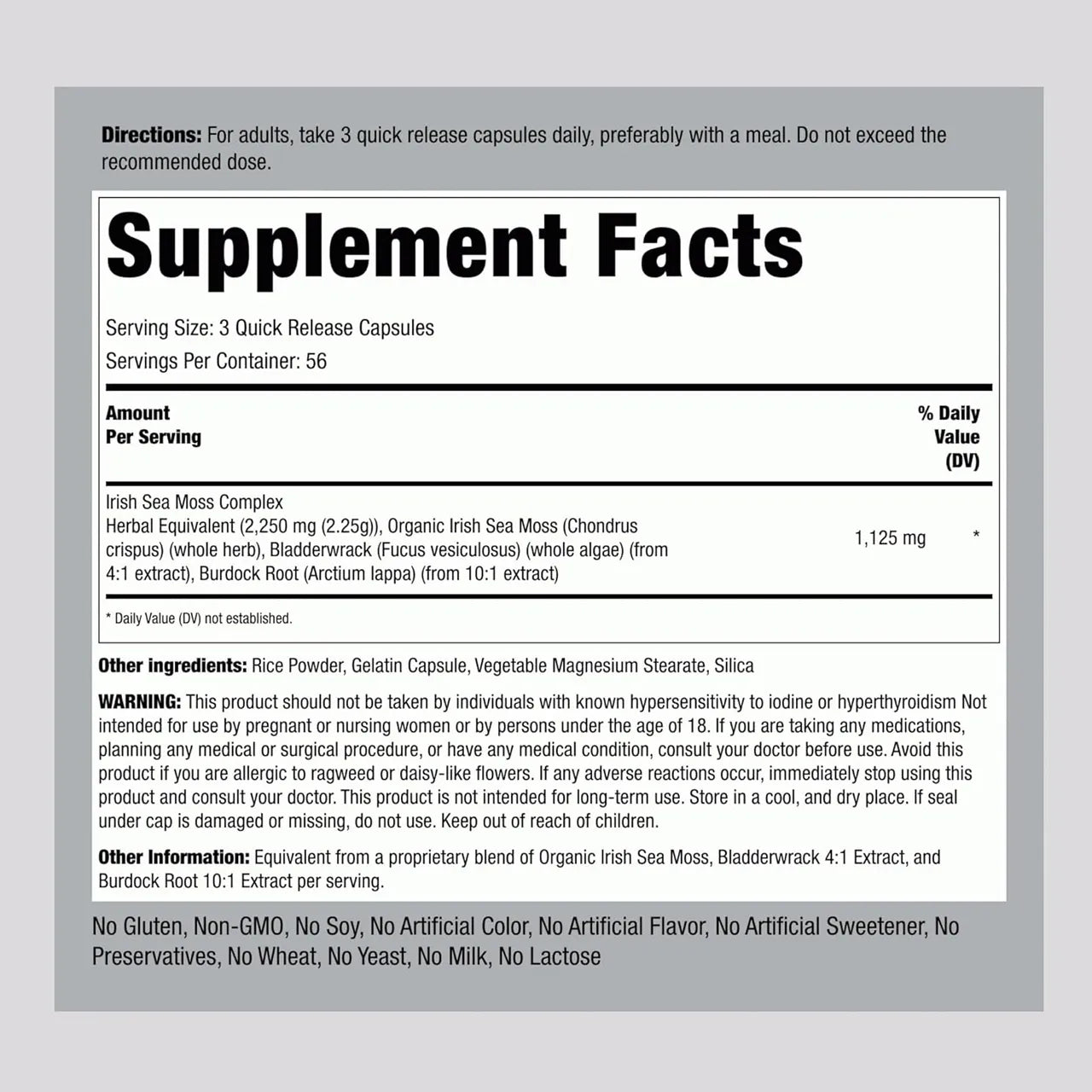Irish Sea Moss Complex 2250 mg 170 Capsules