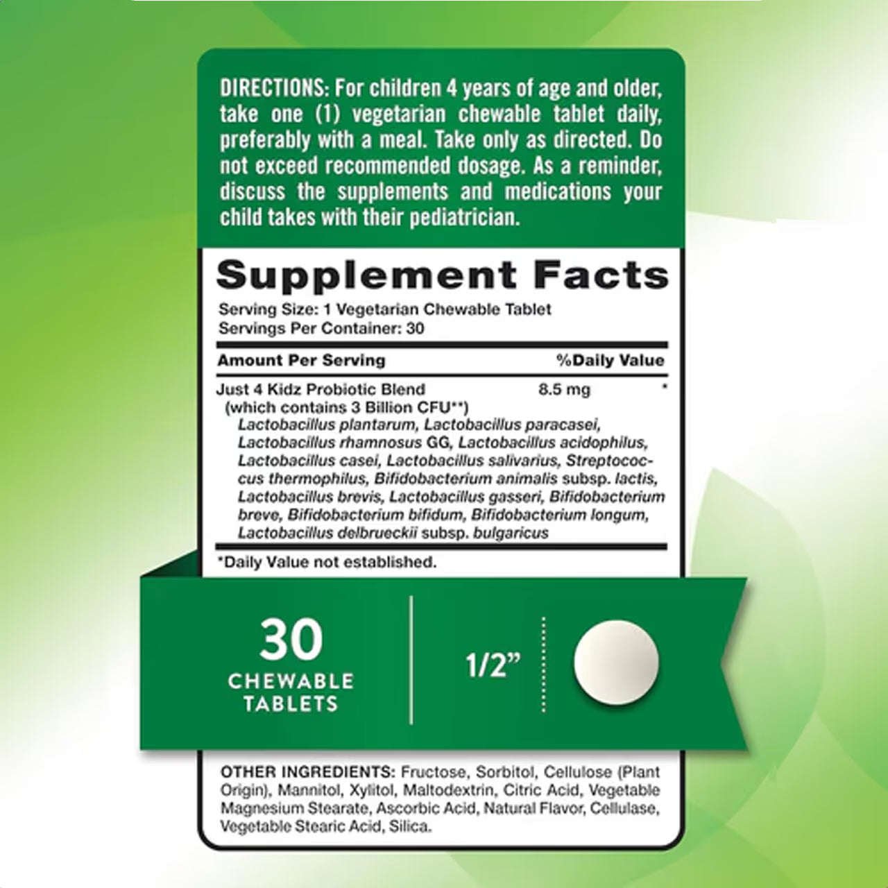 Kid’s Chewable Probiotic-14 3 BILLION CFU 30 Chewable Tablets