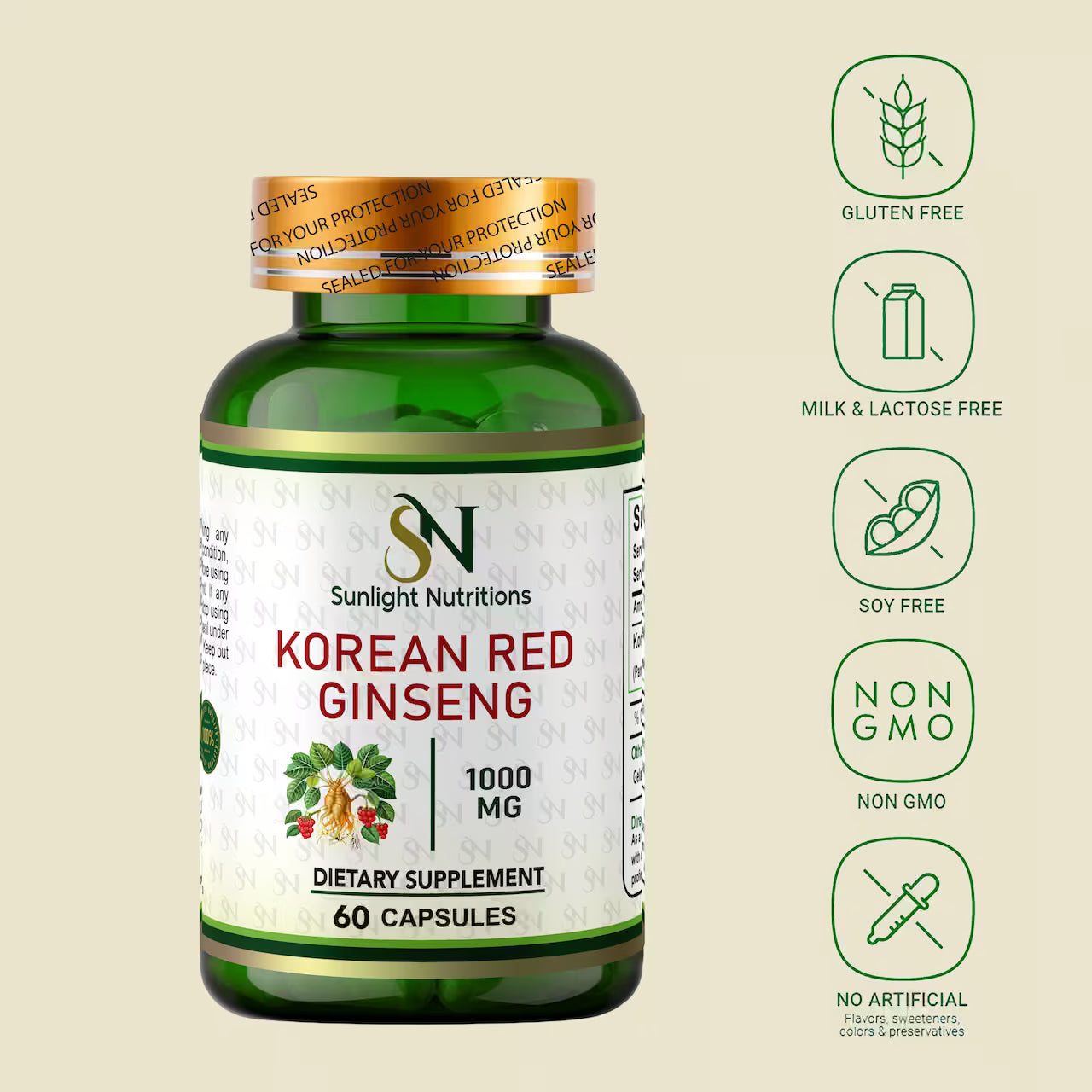 Korean Red Ginseng 1000 mg 60 Capsules