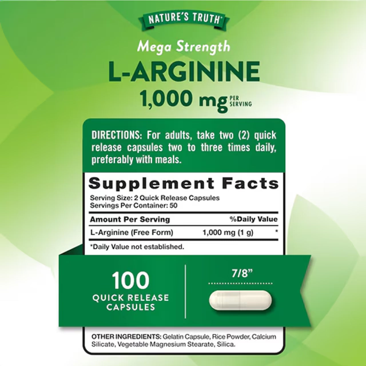L-Arginine 1000 mg 100 Capsules