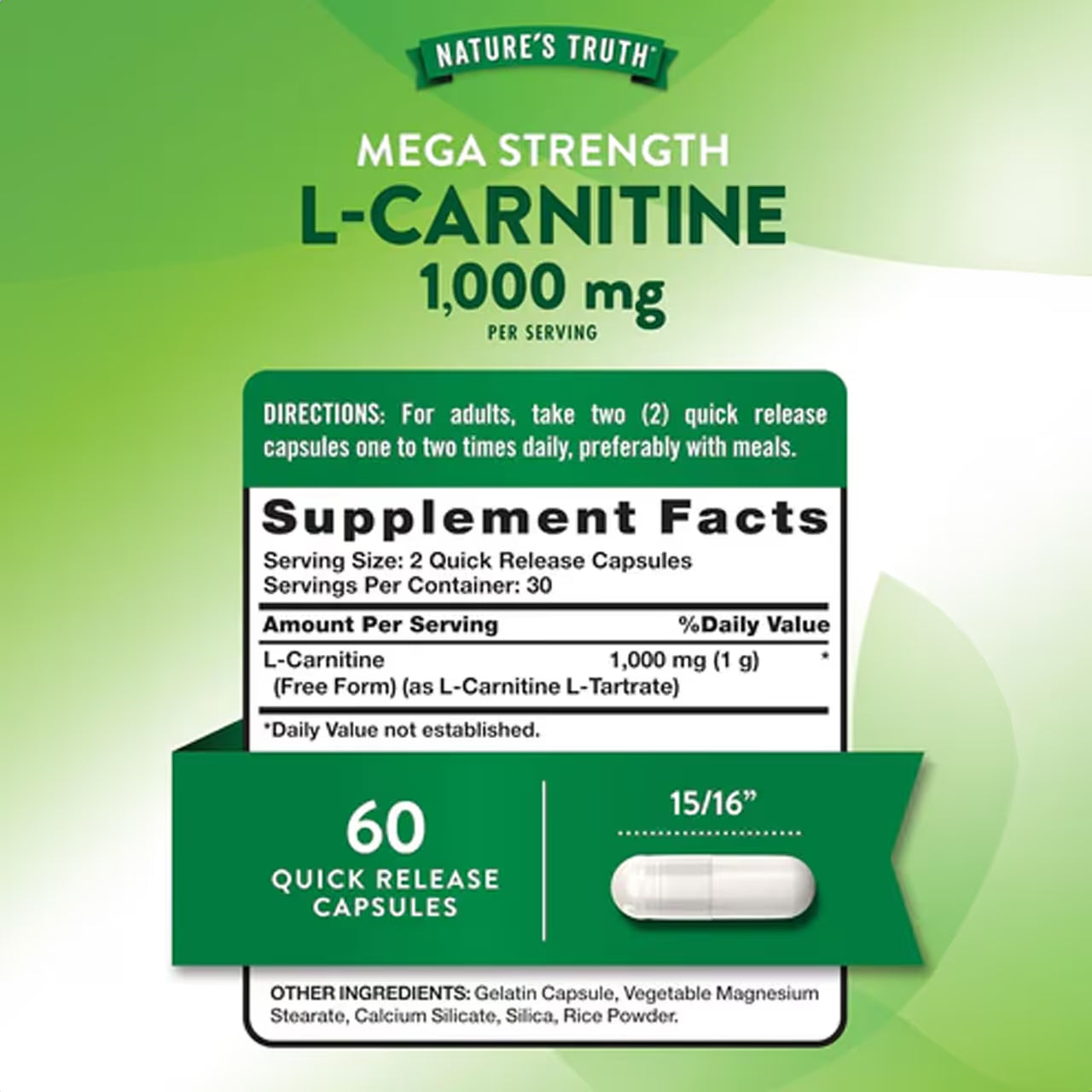 L-Carnitine 1000 mg 60 Capsules