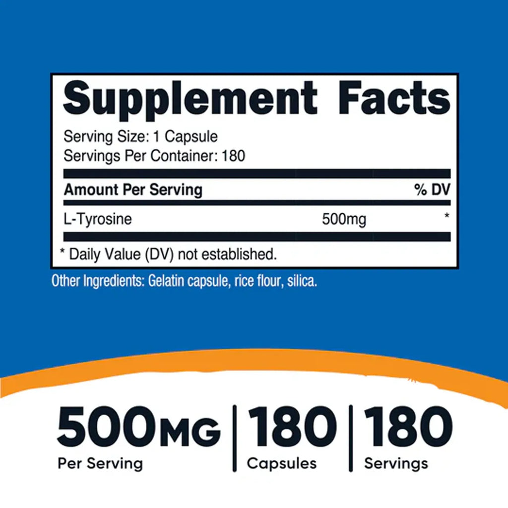 L-Tyrosine 500 mg 180 Capsules