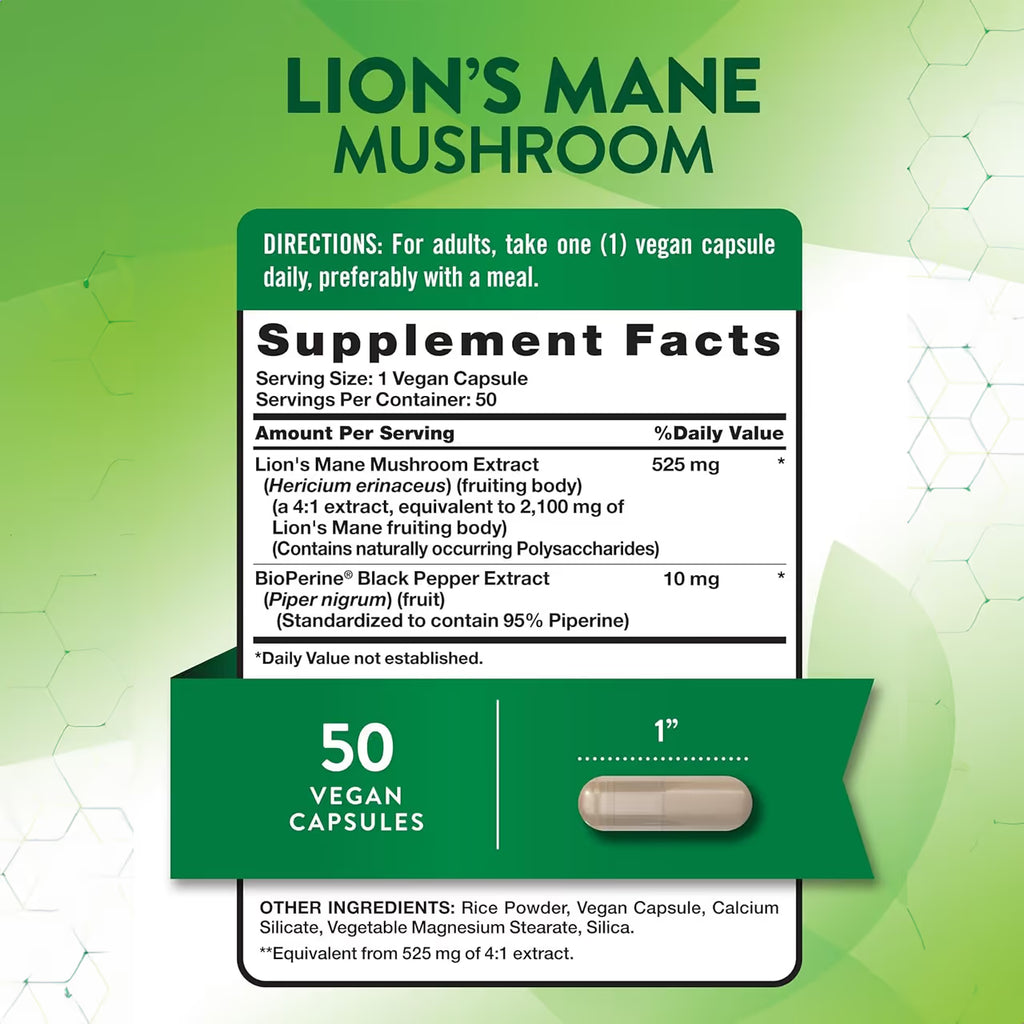 Lion’s Mane 2100 mg 50 Capsules