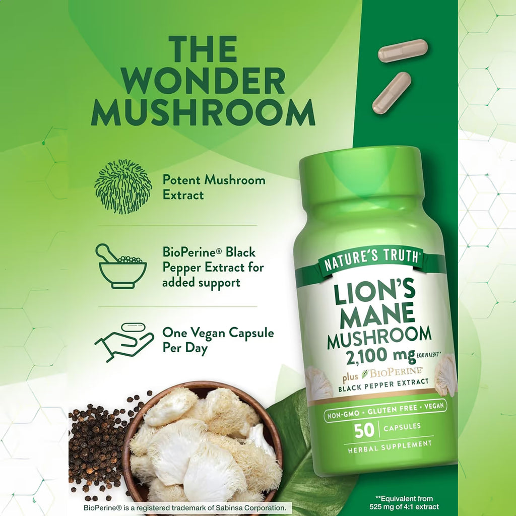 Lion’s Mane 2100 mg 50 Capsules