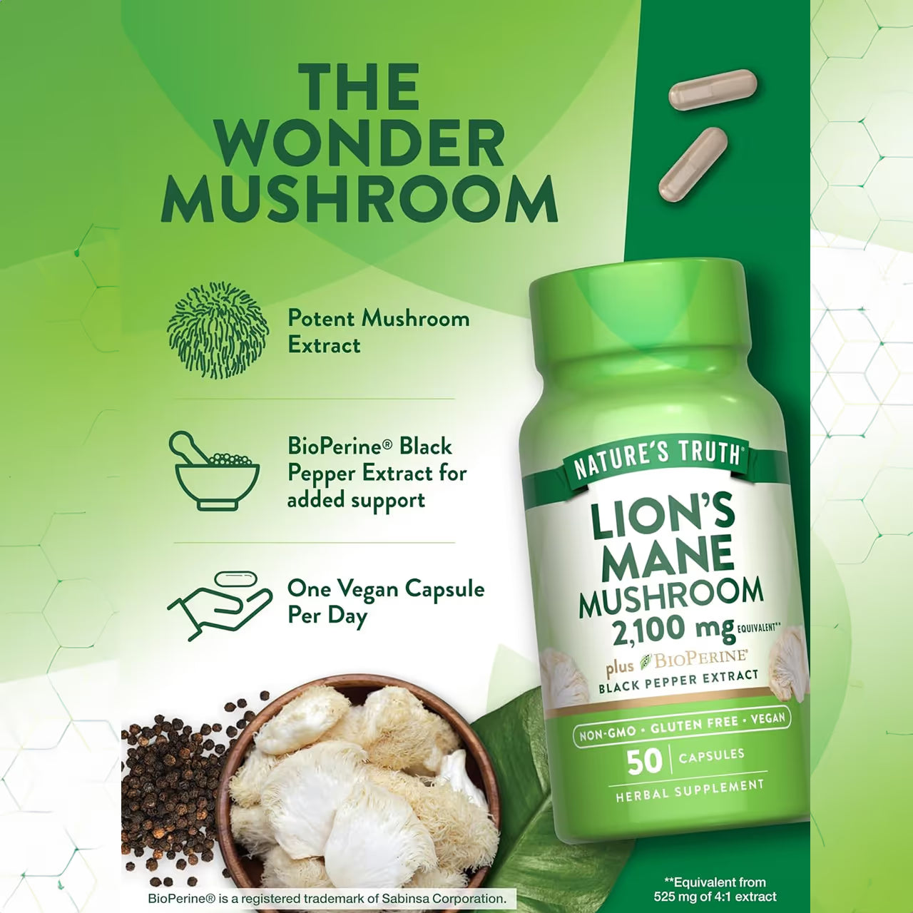 Lion’s Mane 2100 mg 50 Capsules