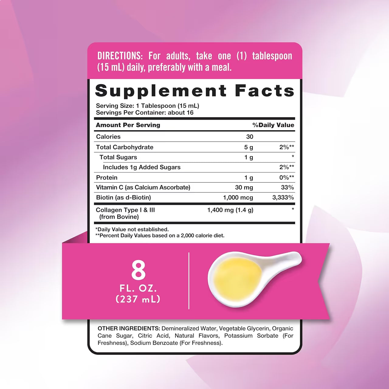 Liquid Collagen 1400 mg Type I & III 237 ML