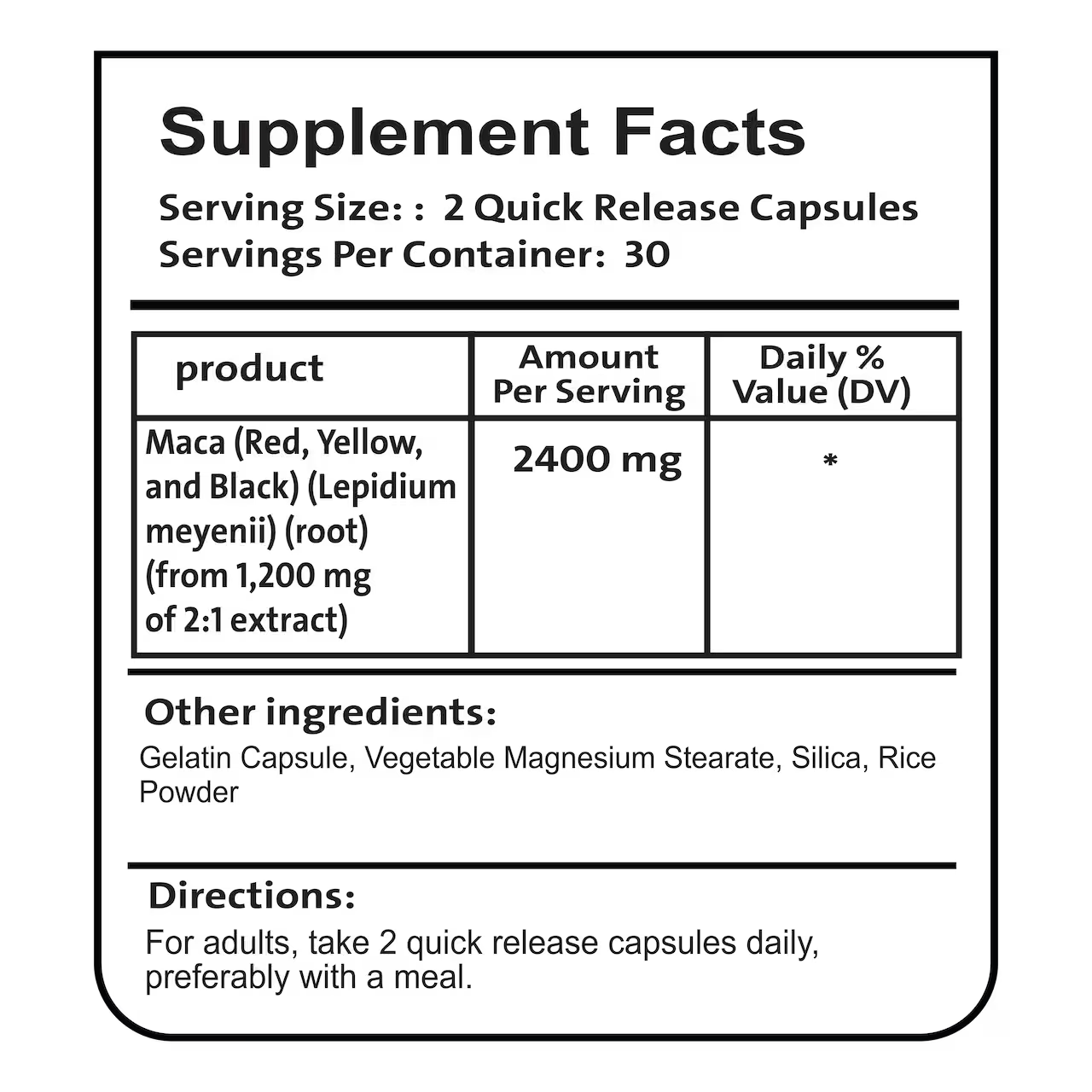 Maca 2400 mg 60 Capsules