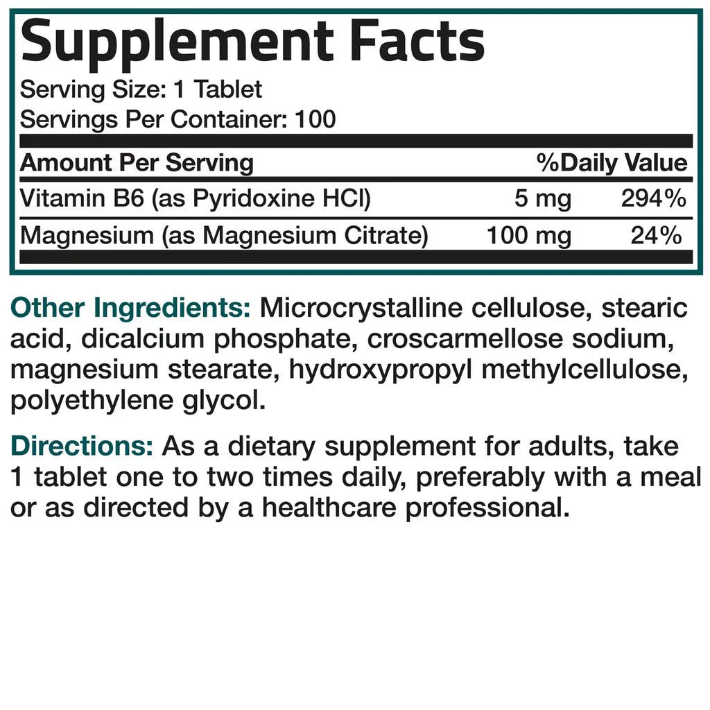 Magnesium Citrate with Vitamin B6 (100 mg+6 Mg) 100 Capsules