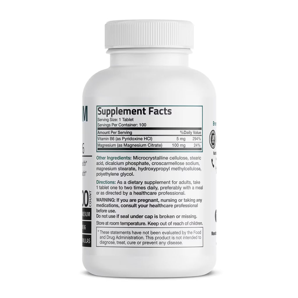 Magnesium Citrate with Vitamin B6 (100 mg+6 Mg) 100 Capsules