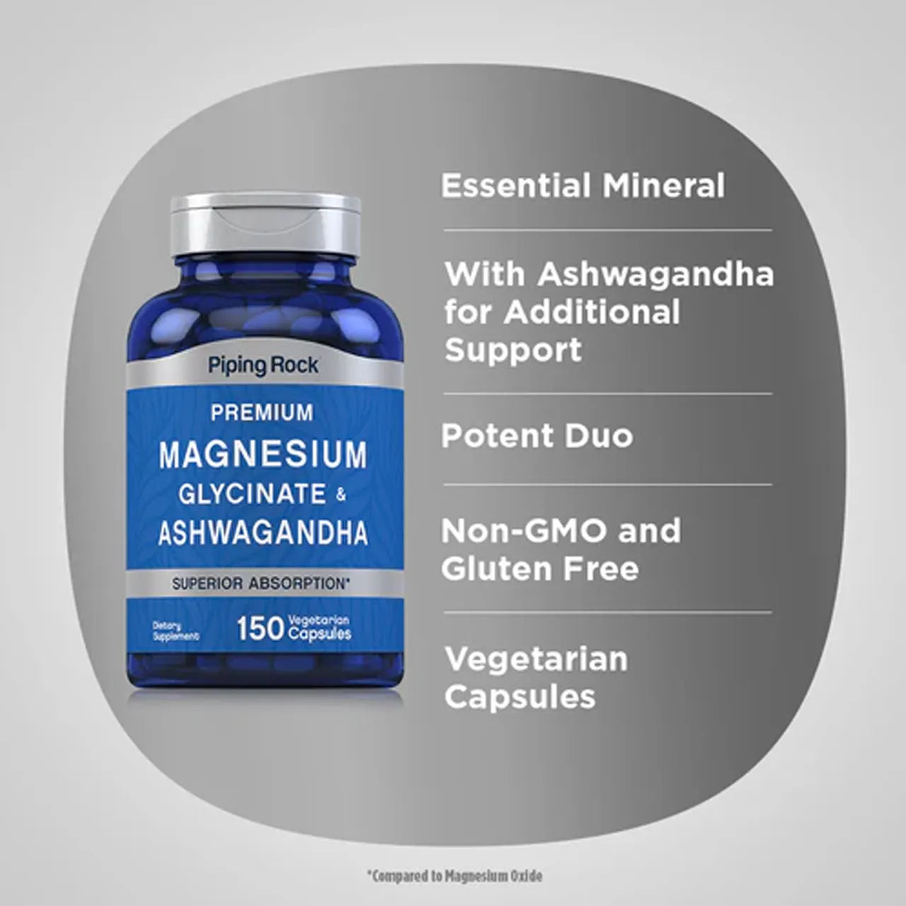 Magnesium Glycinate & Ashwagandha (150 mg+ 1500 mg) 150 Capsules