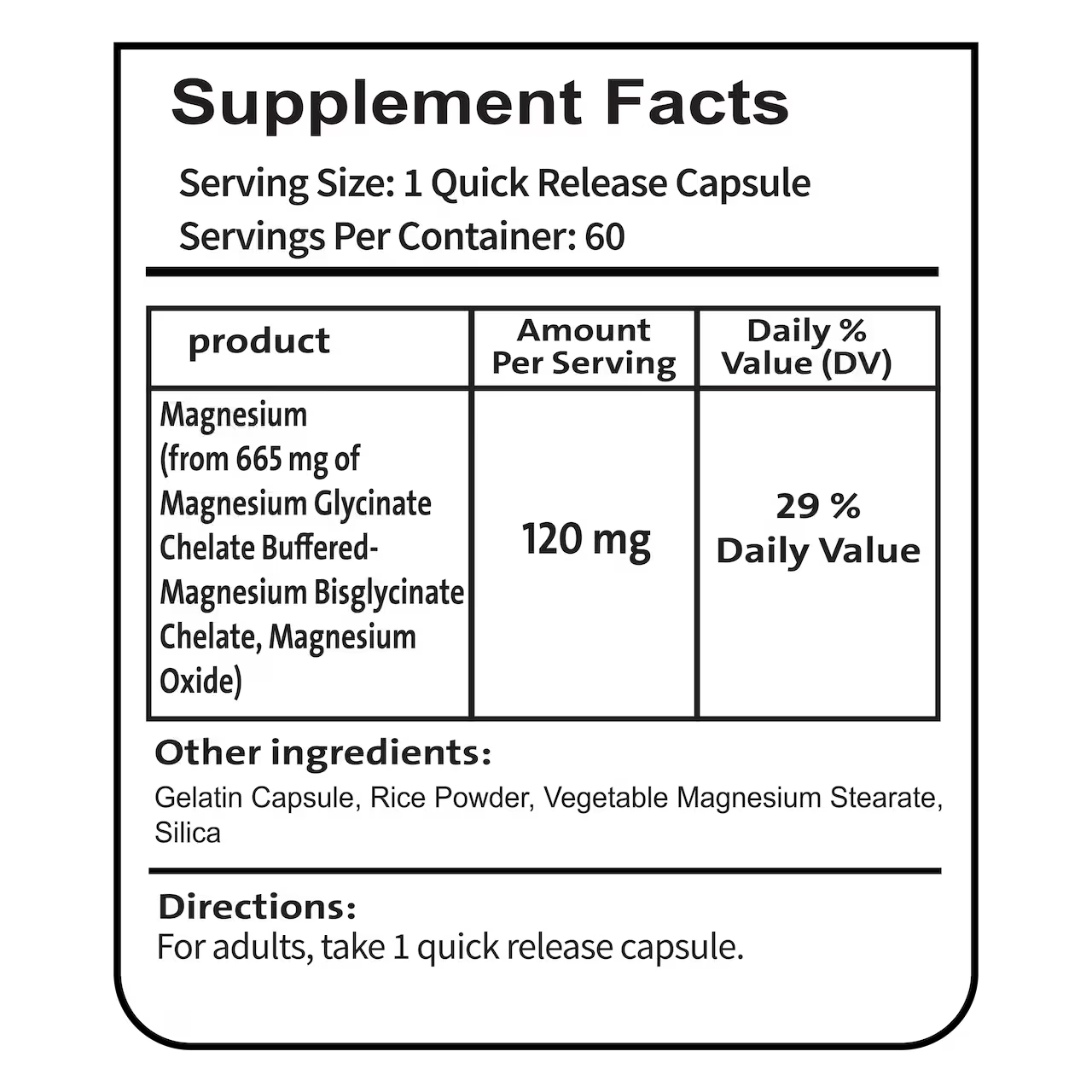 Magnesium Glycinate 665 mg 60 Capsules