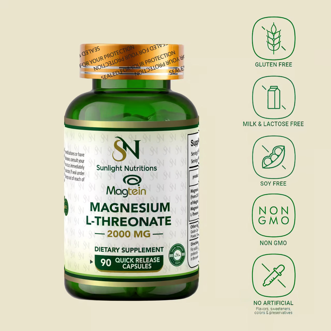 Magnesium L-Threonate 2000 mg 90 Capsules
