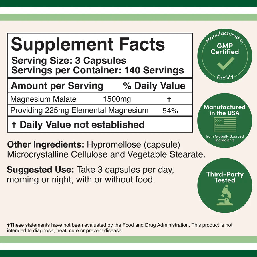 Magnesium Malate 1500 mg 420 Capsules