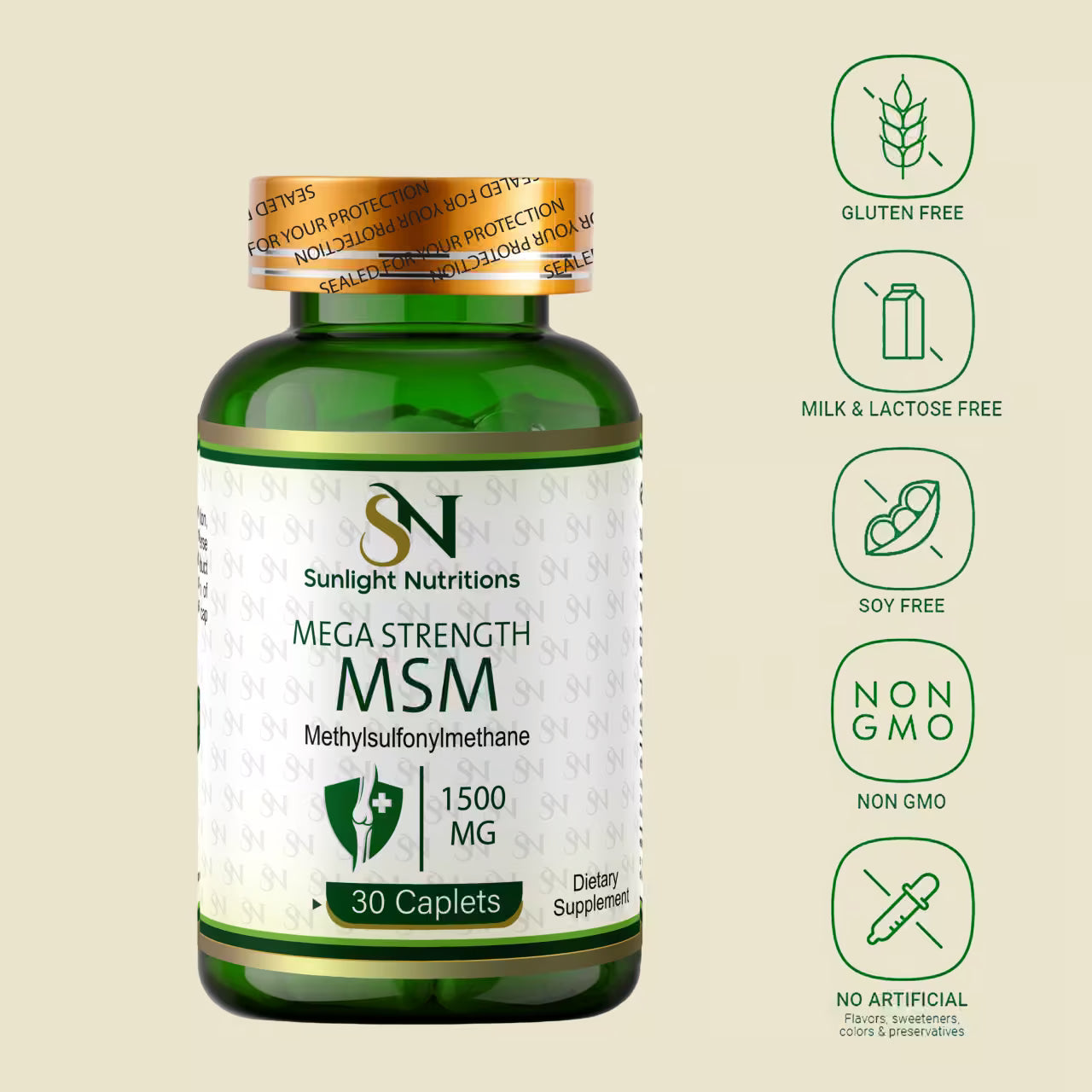 Mega Strength MSM 1500 mg 30 Caplets