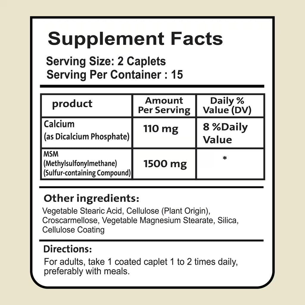 Mega Strength MSM 1500 mg 30 Caplets