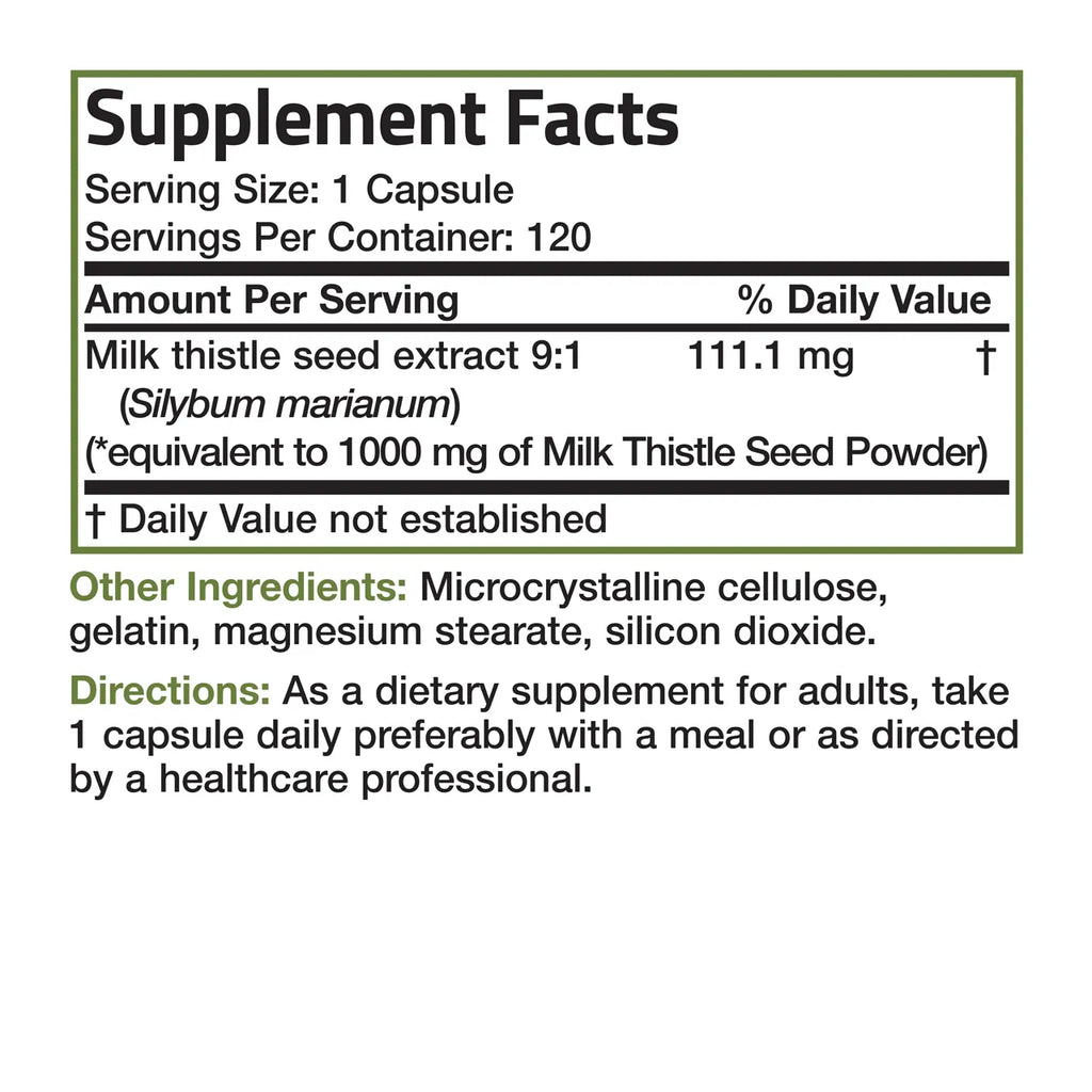 Milk Thistle 1000 Mg 120 Capsules
