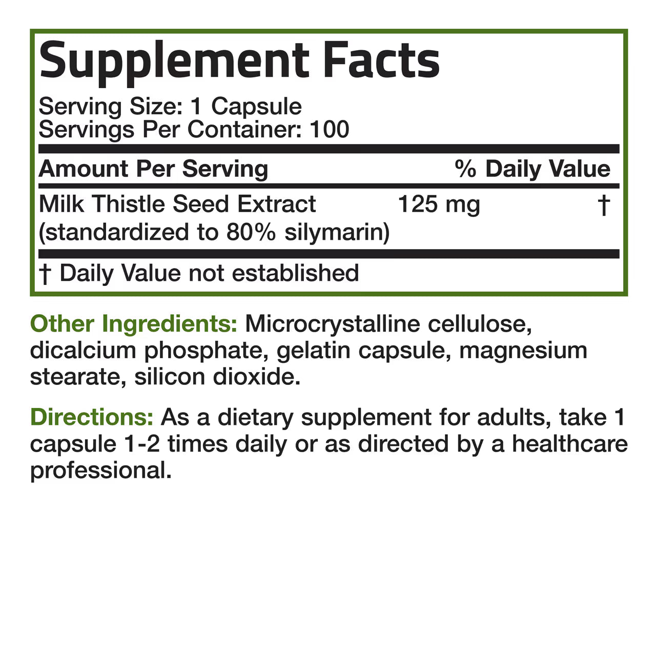 Milk Thistle Extract 125 MG 100 Capsules