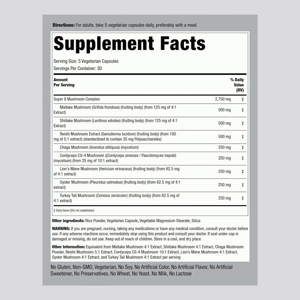 Mushroom Complex 2750 MG 150 Capsules
