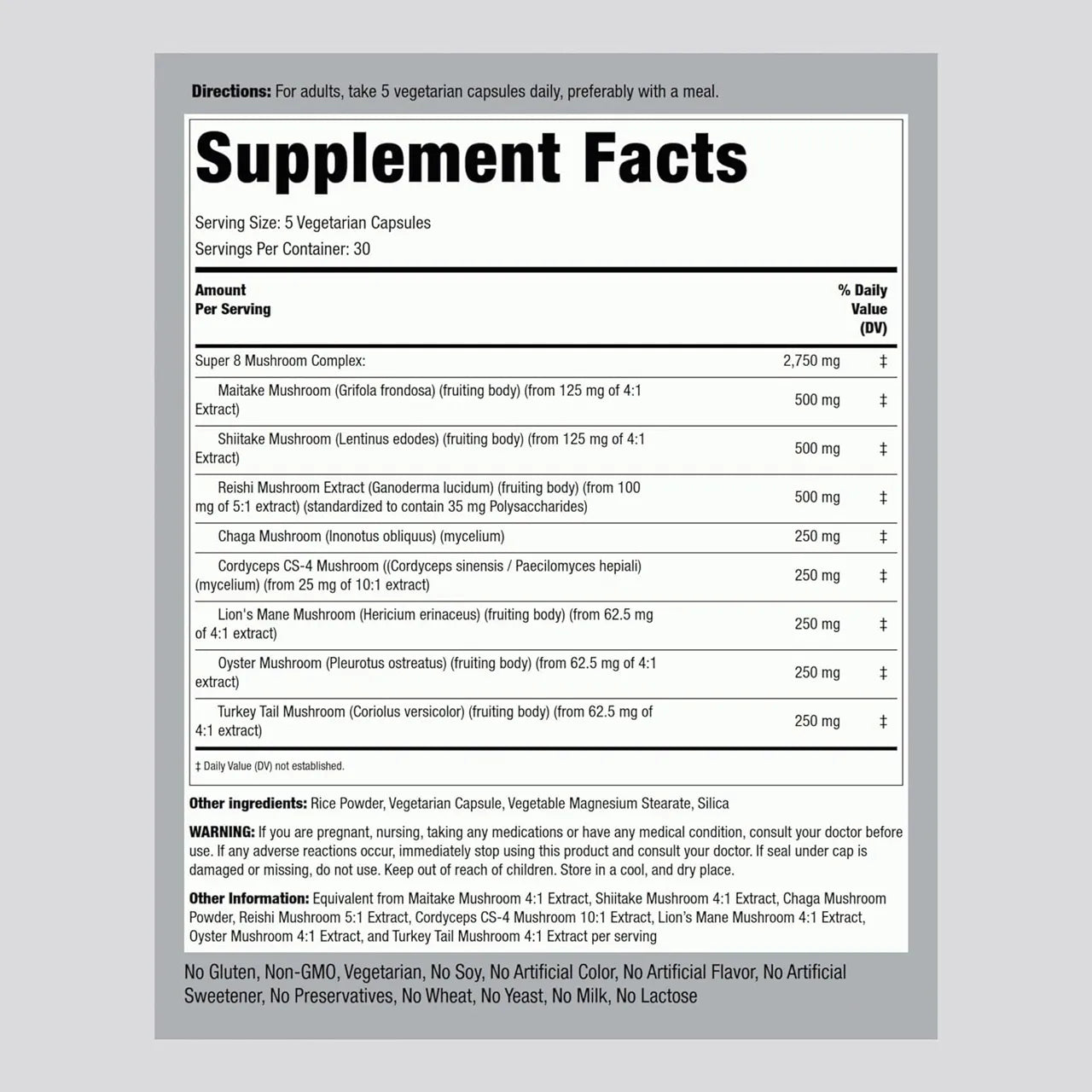 Mushroom Complex 2750 MG 150 Capsules