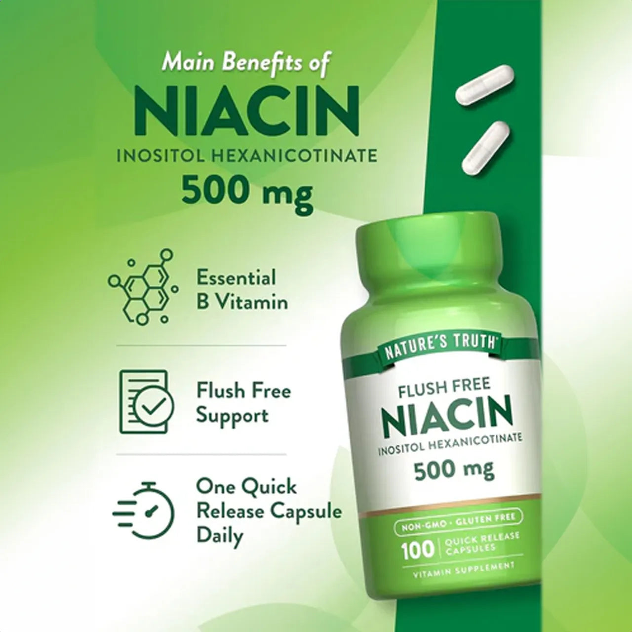 Niacin 500 mg 100 Capsules