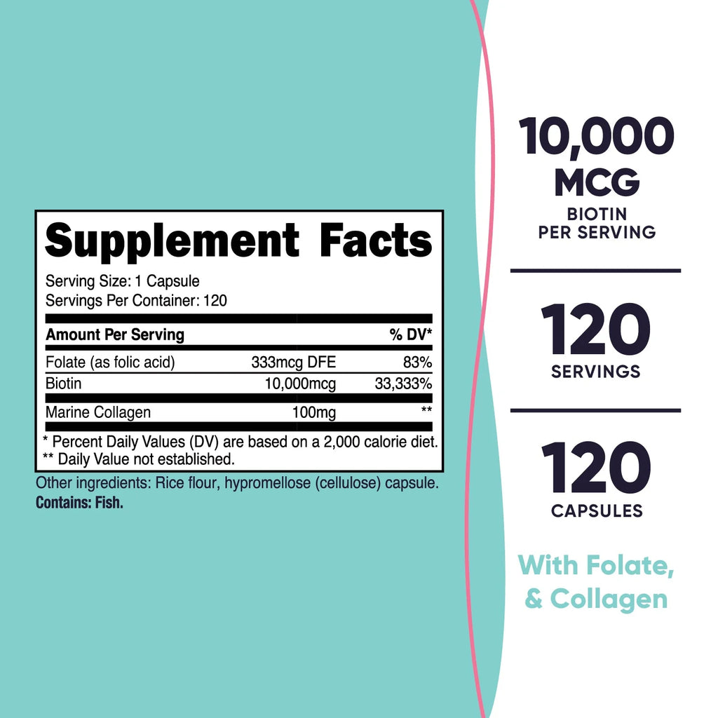Biotin for Women 10000 mcg 120 Capsules