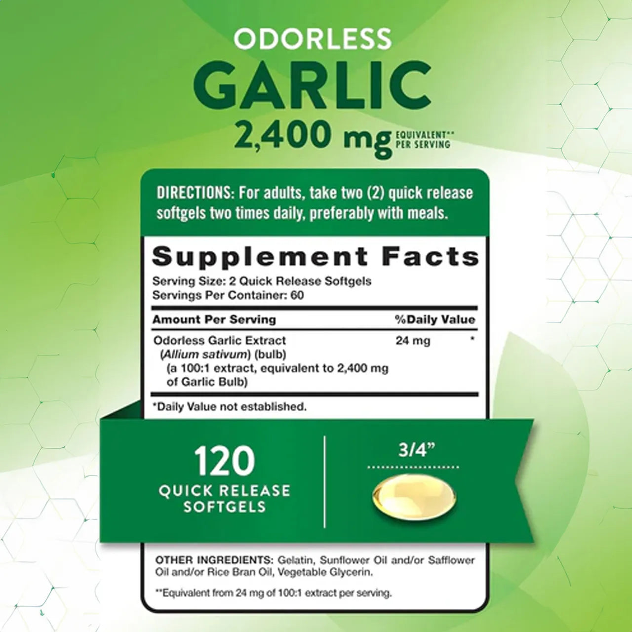 Odorless Garlic 2400 mg 120 SOFTGELS