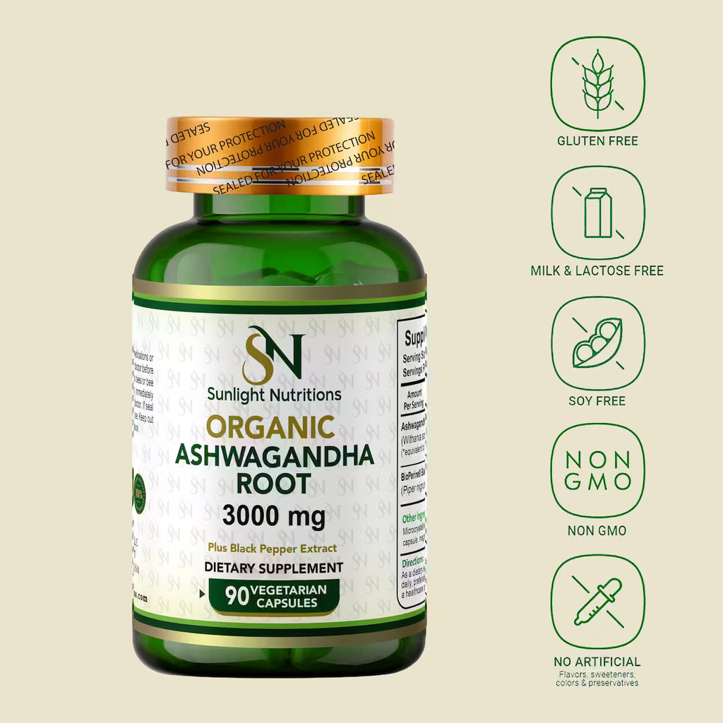 Organic Ashwagandha Root 3000 mg 90 Capsules