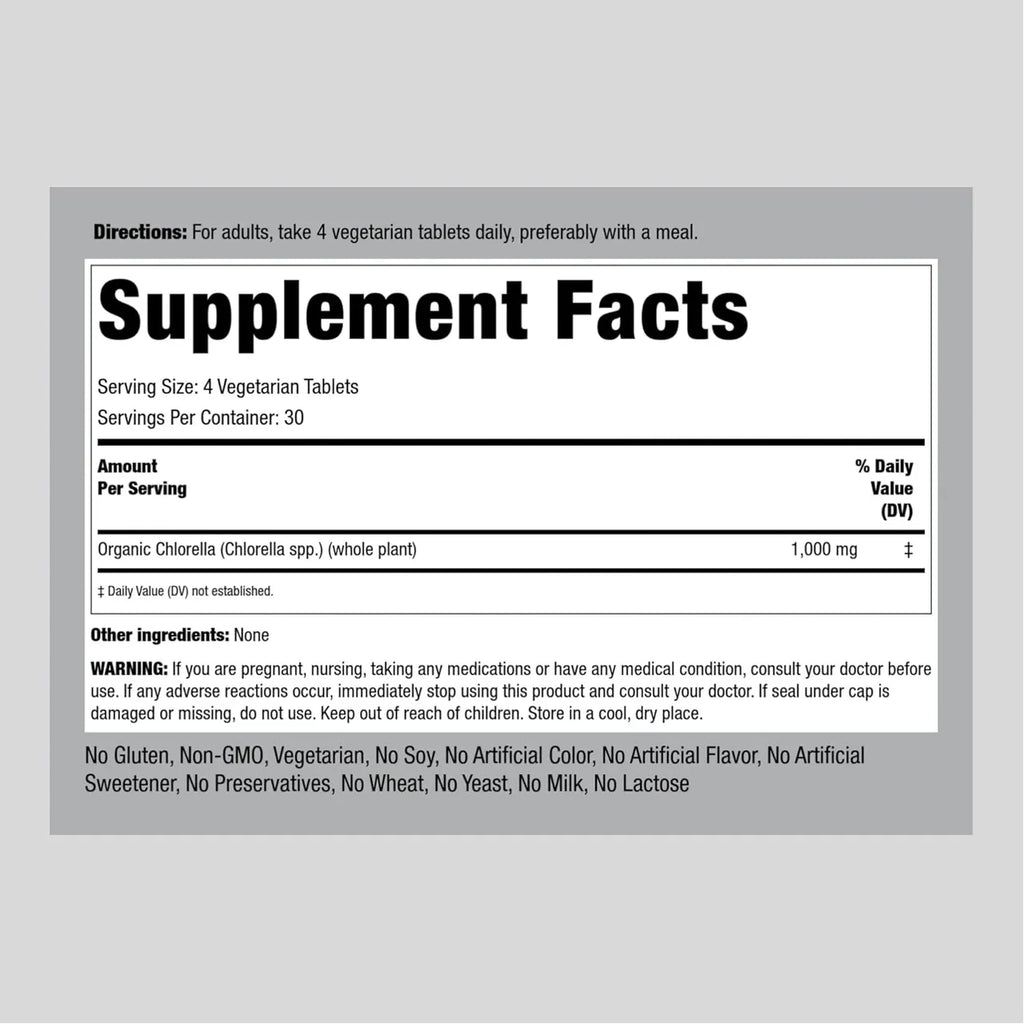 Organic Chlorella 1000 mg 120 Tablets