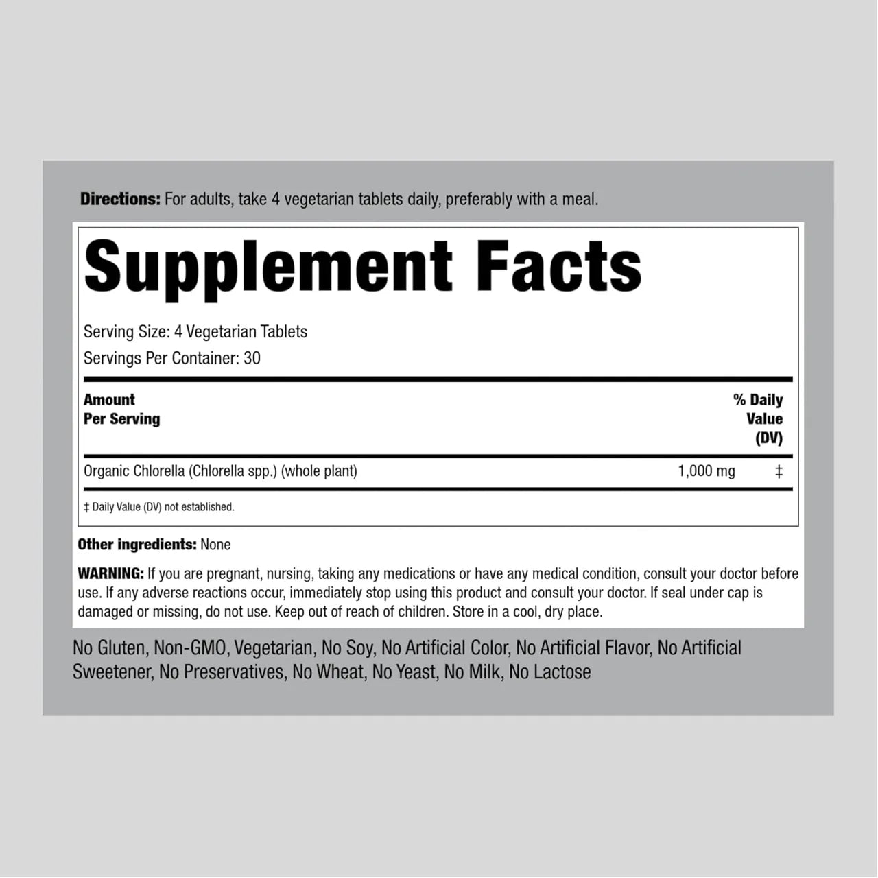 Organic Chlorella 1000 mg 120 Tablets