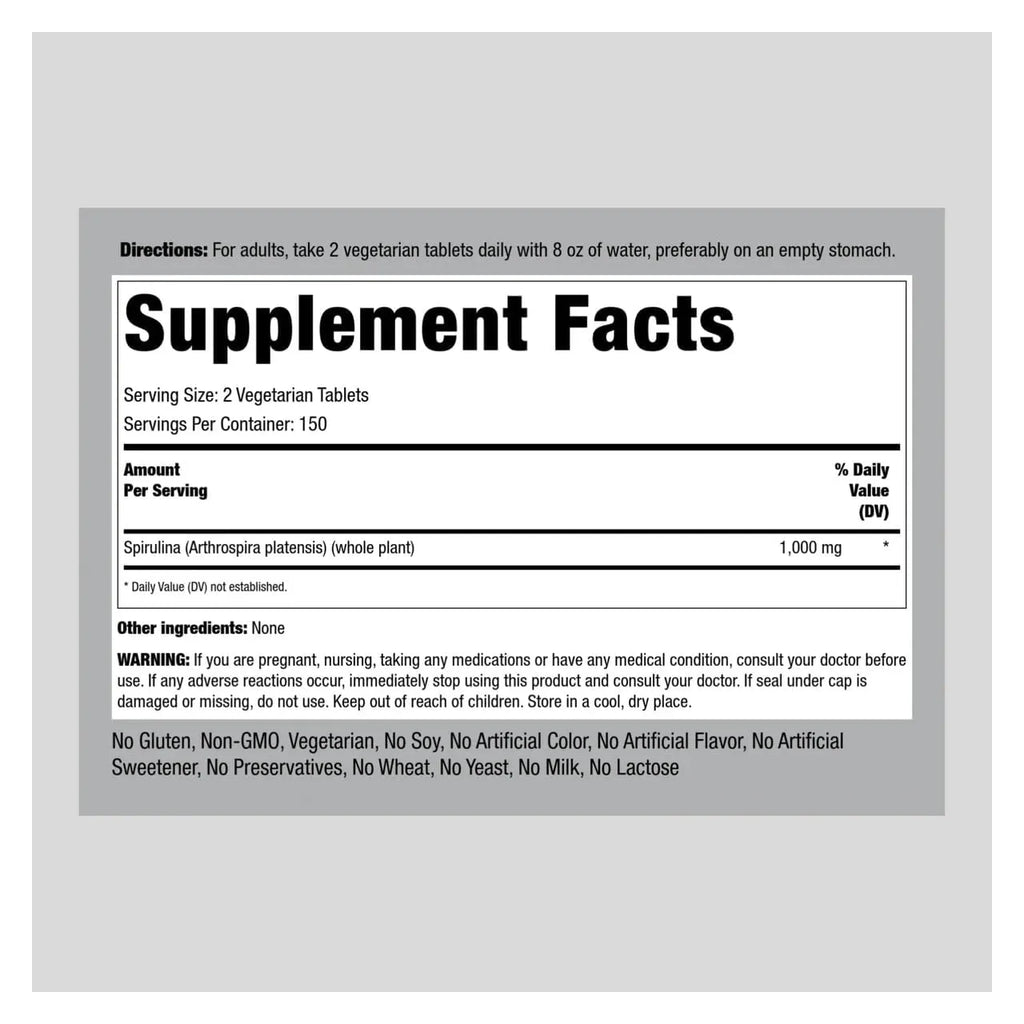 Organic Spirulina 1000 MG 300 Tablets