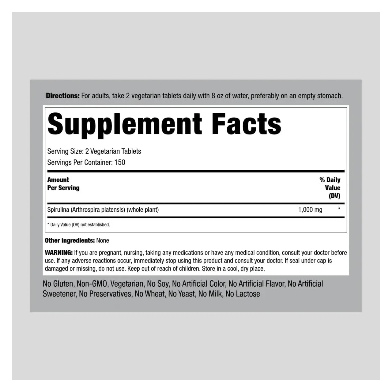 Organic Spirulina 1000 MG 300 Tablets