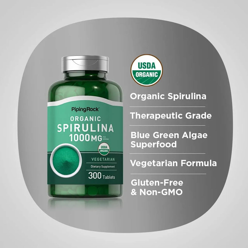 Organic Spirulina 1000 MG 300 Tablets