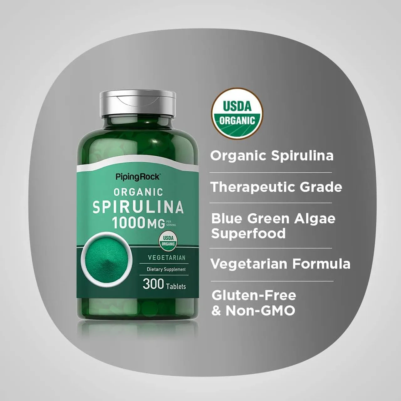 Organic Spirulina 1000 MG 300 Tablets