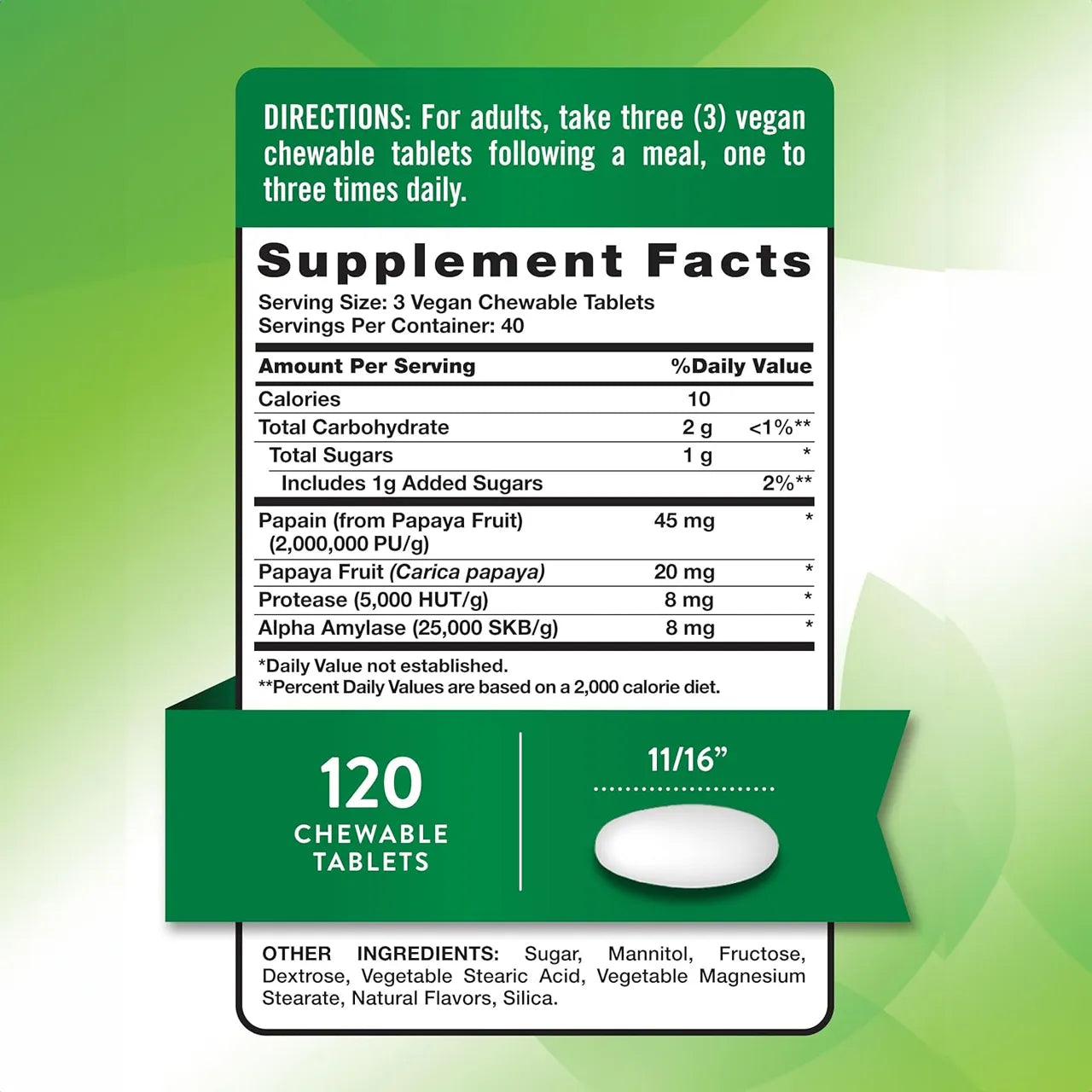 Papaya Enzymes 120 Chewable Tablets