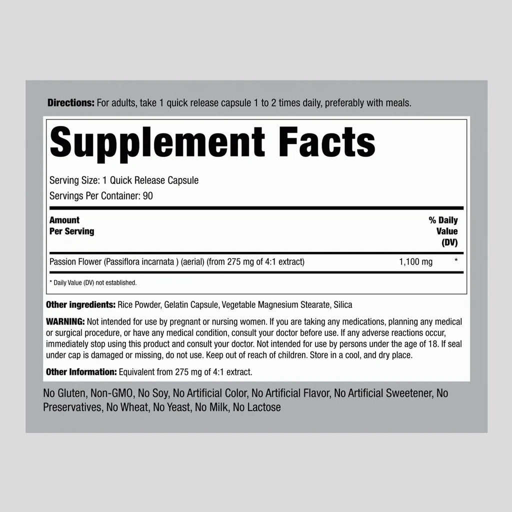 Passion Flower 1100 mg 90 Capsules