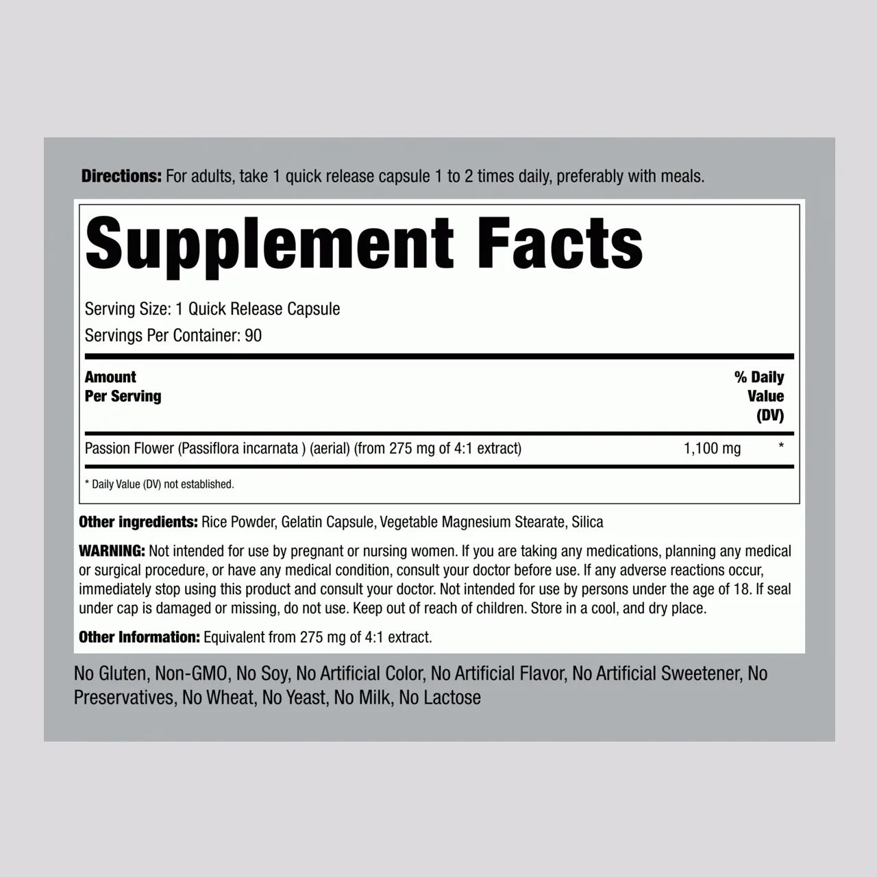 Passion Flower 1100 mg 90 Capsules