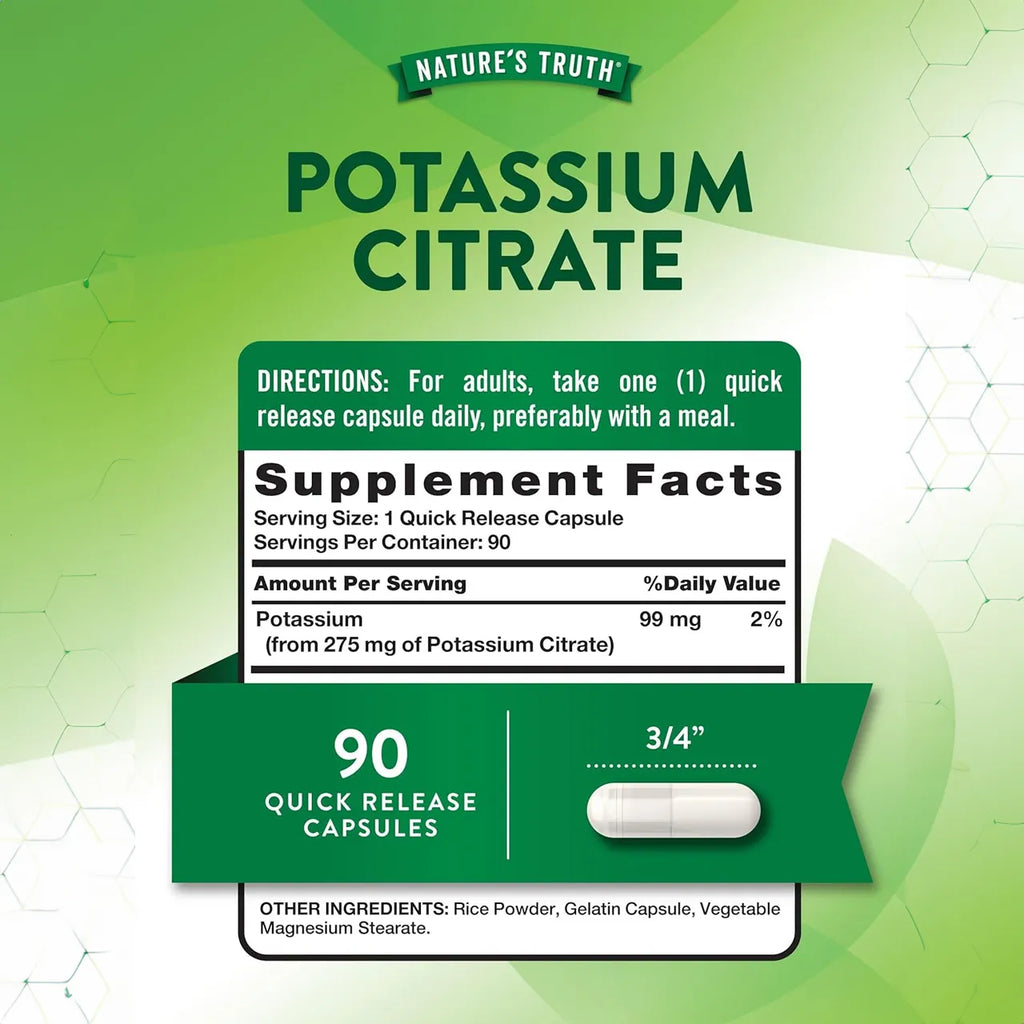 Potassium Citrate 275 mg 90 Capsules