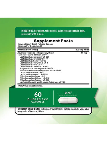 Advanced Probiotic-14 3 BILLION CFU 60 Capsules