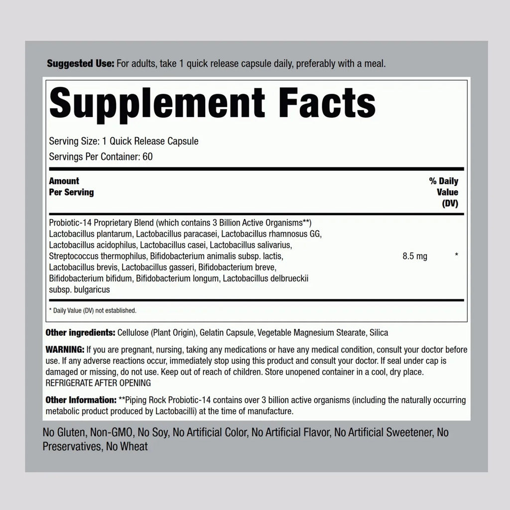 Probiotic Acidophilus 3 BILLION 60 Capsules
