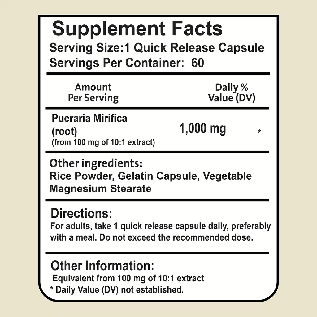 Pueraria Mirifica 1000 mg 60 Capsules